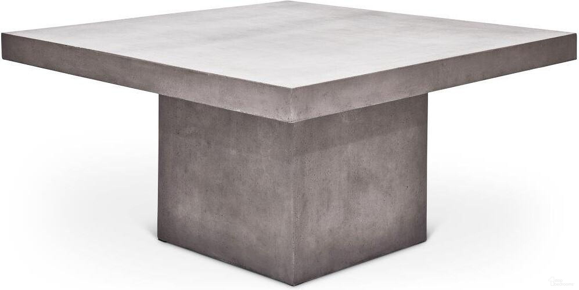 The appearance of Mixx Una 59 Inch Square Dining Table In Dark Grey designed by Urbia in the modern / contemporary interior design. This dark grey piece of furniture  was selected by 1StopBedrooms from Mixx Collection to add a touch of cosiness and style into your home. Sku: VGS-UNA-DT-59. Table Base Style: Pedestal. Table Top Shape: Square. Size: 59" x 59". Material: Glass Fiber Reinforced Concrete.