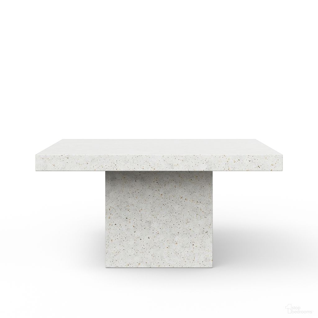 The appearance of Mixx Una 59 Inch Square Dining Table In Ivory Terrazzo designed by Urbia in the modern / contemporary interior design. This ivory terrazzo piece of furniture  was selected by 1StopBedrooms from Mixx Collection to add a touch of cosiness and style into your home. Sku: VGS-UNA-DT-59-IVTZ1. Table Base Style: Pedestal. Table Top Shape: Square. Size: 59" x 59". Material: Glass Fiber Reinforced Concrete.