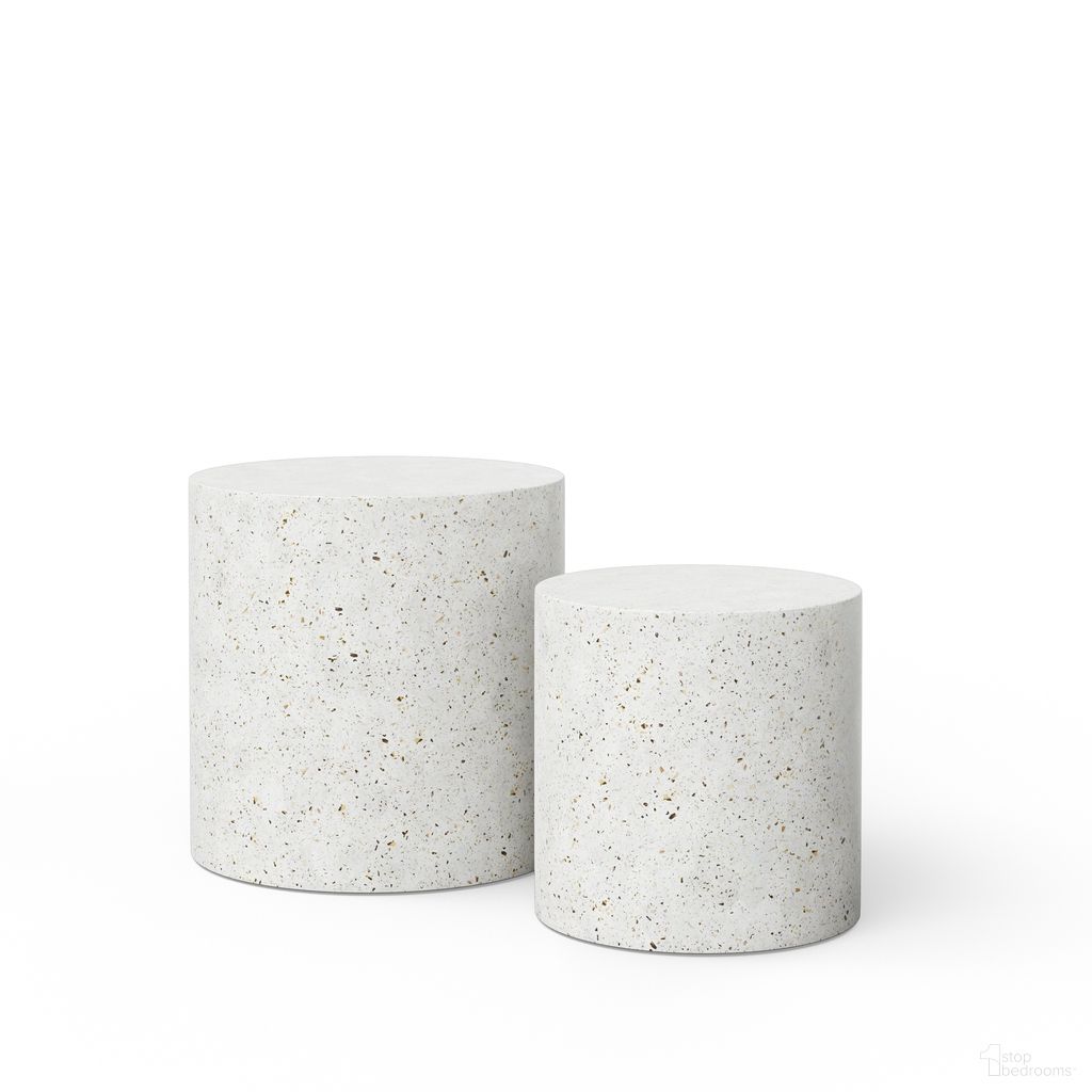 The appearance of Mixx Una Pedestal Set of 2 In Ivory Terrazzo designed by Urbia in the modern / contemporary interior design. This ivory terrazzo piece of furniture  was selected by 1StopBedrooms from Mixx Collection to add a touch of cosiness and style into your home. Sku: VGS-UNA-PED-IVTZ1. Material: Glass Fiber Reinforced Concrete.