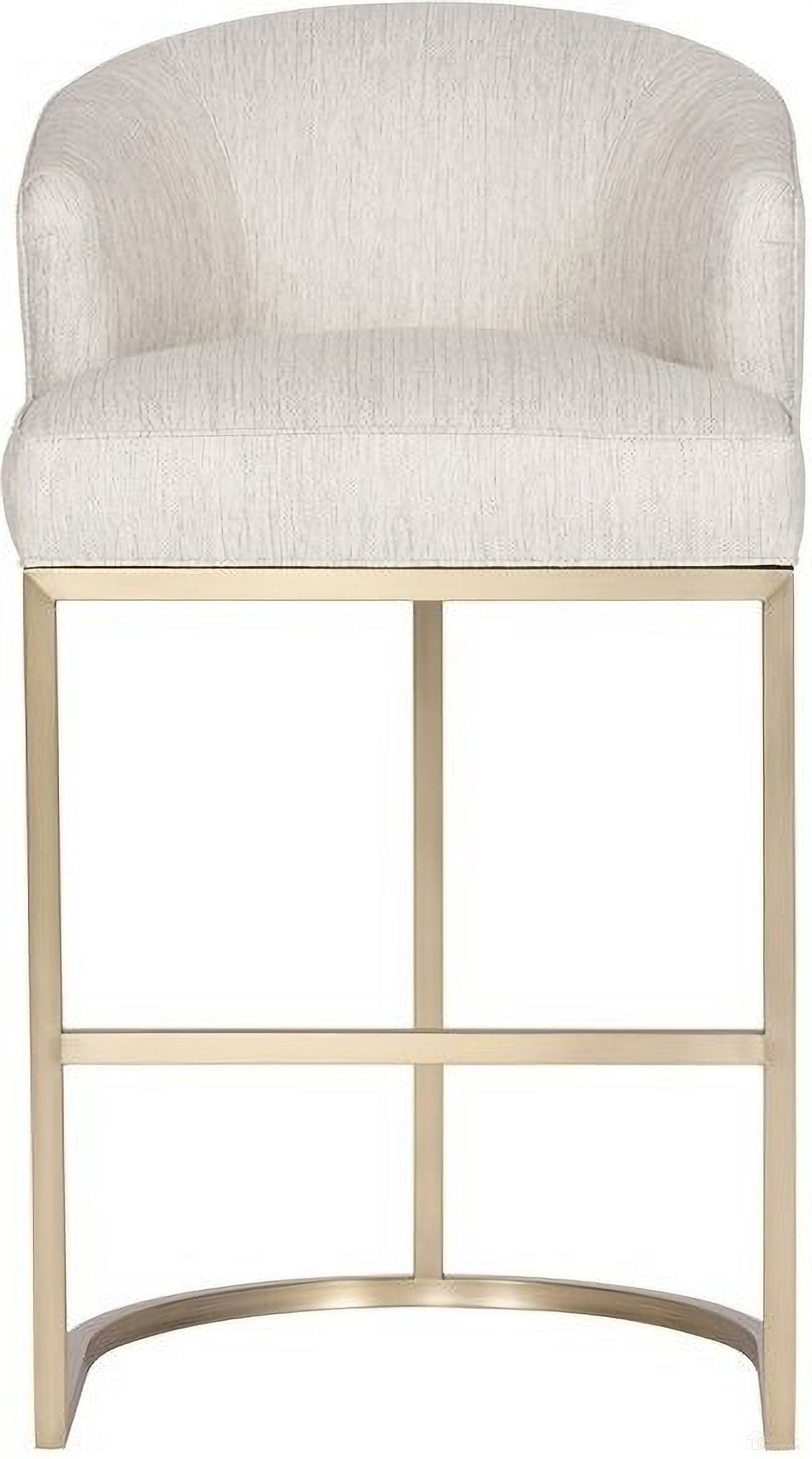 The appearance of Charley Satin Brass Barrel Base Bar Stool In Cream designed by Vanguard Furniture in the transitional interior design. This cream piece of furniture was selected by 1StopBedrooms from Charley Collection to add a touch of cosiness and style into your home. Sku: T2V67-BS. Material: Metal.