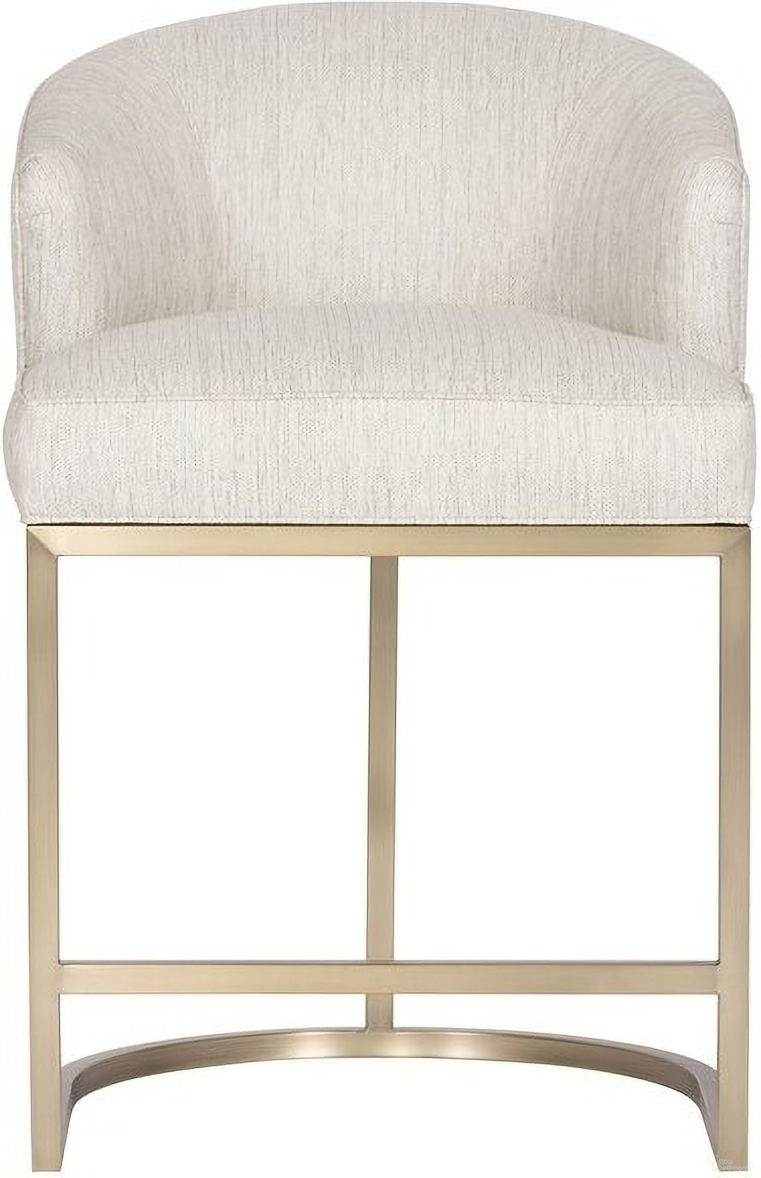 The appearance of Charley Satin Brass Barrel Base Counter Stool In Cream designed by Vanguard Furniture in the transitional interior design. This cream piece of furniture was selected by 1StopBedrooms from Charley Collection to add a touch of cosiness and style into your home. Sku: T2V67-CS. Material: Upholstery.