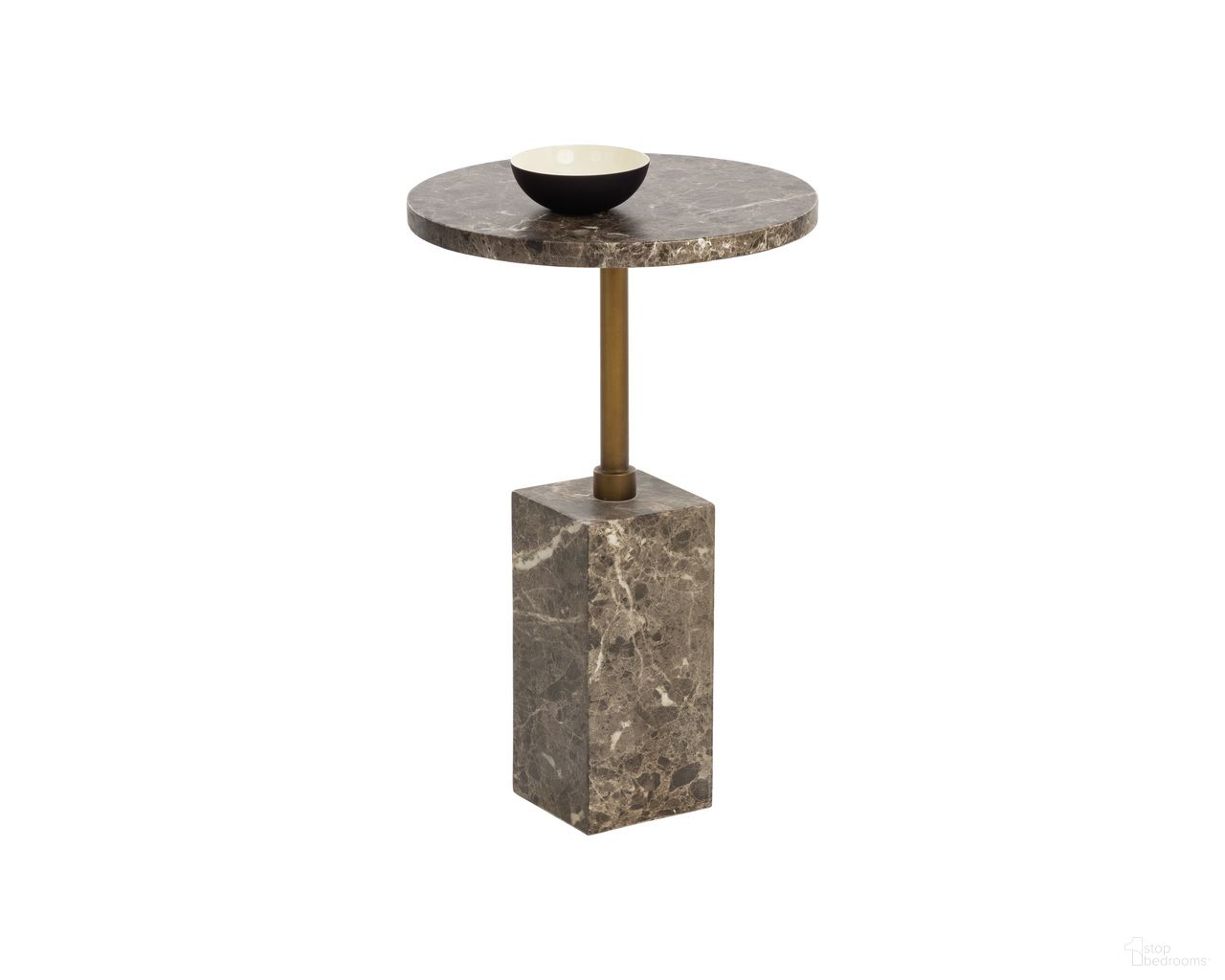 Mizani Marble Look End Table In Dark Emperador