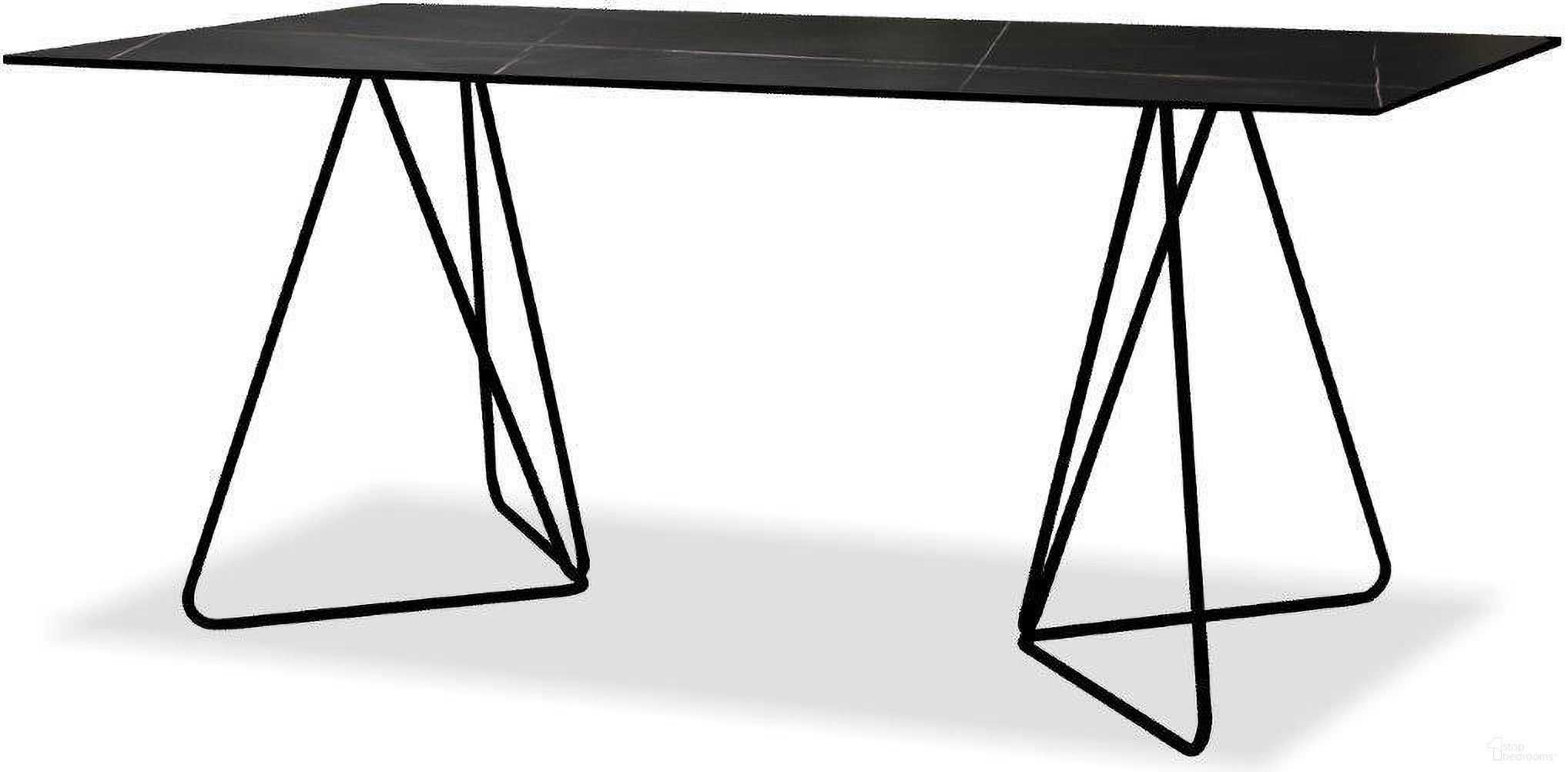 The appearance of Papillon Sintered Shakespeare Black Dining Table designed by Mobital in the modern / contemporary interior design. This black piece of furniture  was selected by 1StopBedrooms from Papillon Collection to add a touch of cosiness and style into your home. Sku: DTA-PAPI-SBLA-BLACK. Table Base Style: Double Pedestal. Material: Glass. Table Top Shape: Rectangular. Size: 35" x 71".