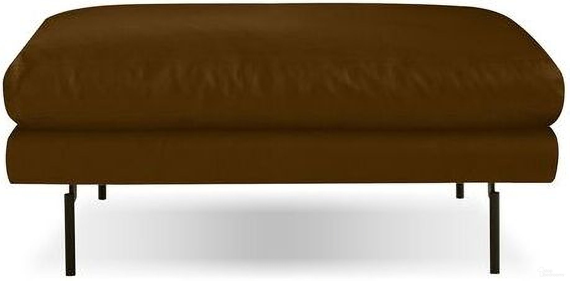 The appearance of Tux Ottoman Black Powder Coated Legs In Brown designed by Mobital in the modern / contemporary interior design. This brown piece of furniture  was selected by 1StopBedrooms from Tux Collection to add a touch of cosiness and style into your home. Sku: OST-TUX9-BRLE-PCBLA. Material: Leather.