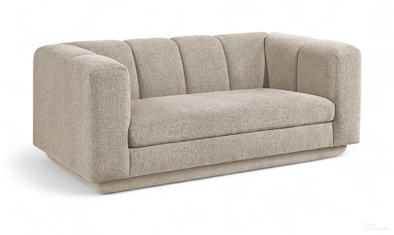 The appearance of Modari 70.25 Inch Fabric Upholstered Loveseat In Beige designed by Meridian in the modern / contemporary interior design. This beige piece of furniture was selected by 1StopBedrooms from Modari Collection to add a touch of cosiness and style into your home. Sku: 143Beige-L. Material: Eucalyptus.