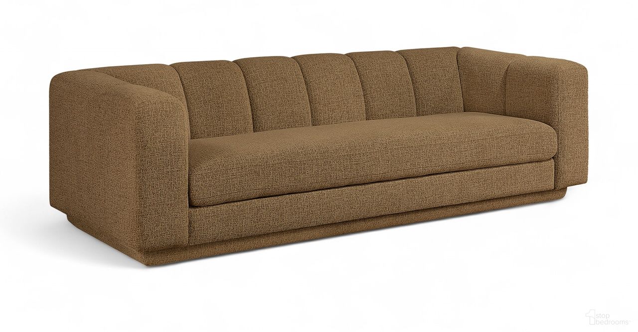 Modari 95 Inch Fabric Upholstered Sofa In Brown