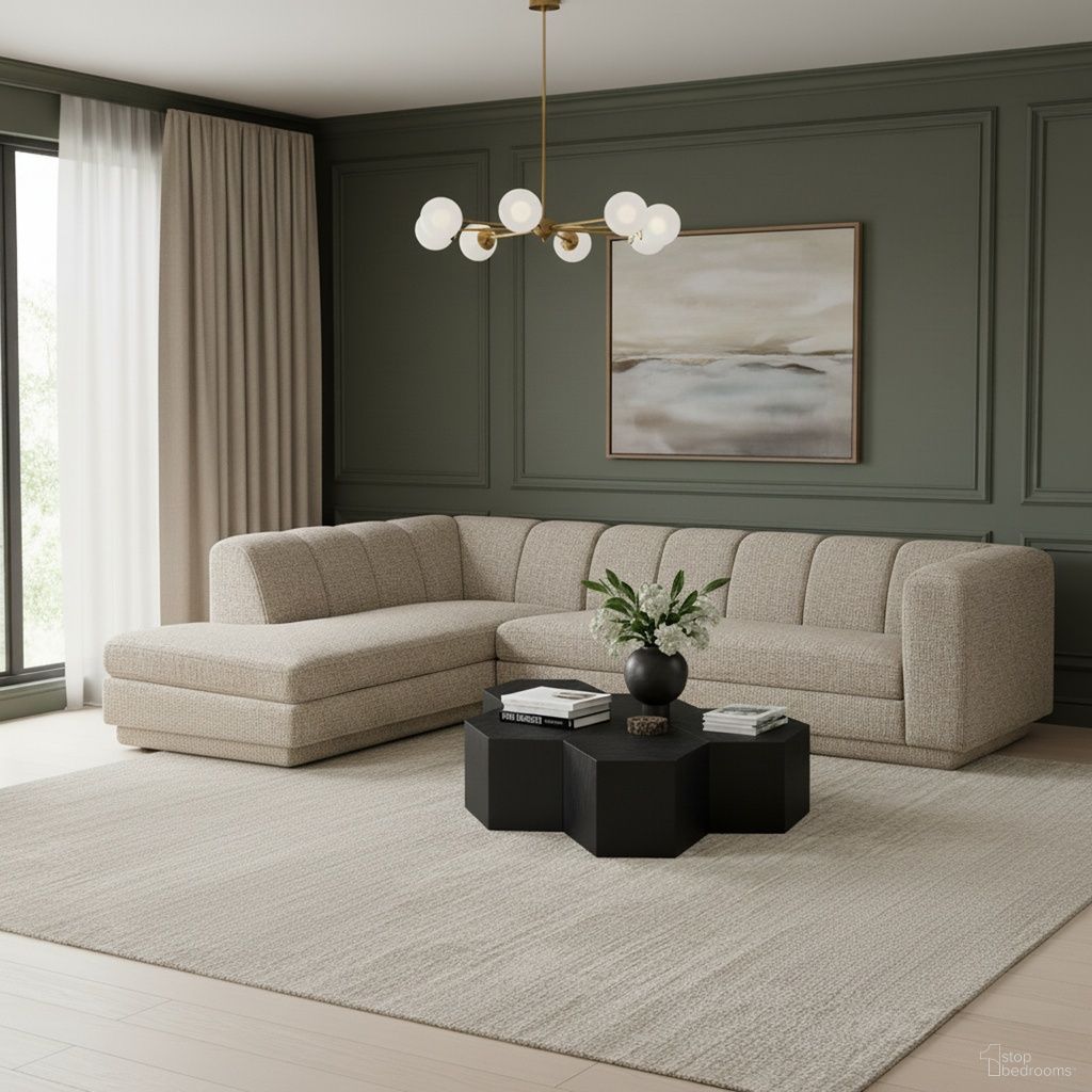 Modari Fabric Upholstered 2-Piece Modular Sectional In Beige