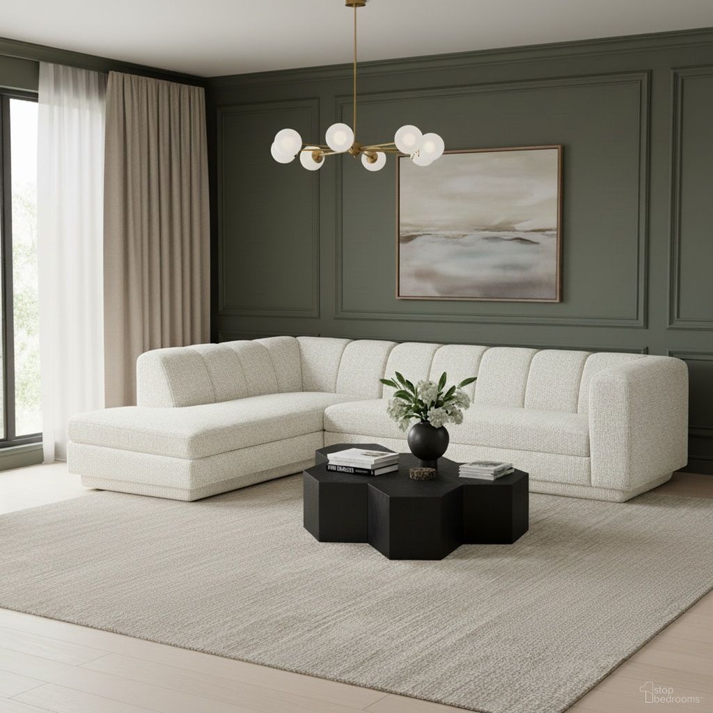 Modari Fabric Upholstered 2-Piece Modular Sectional In Cream
