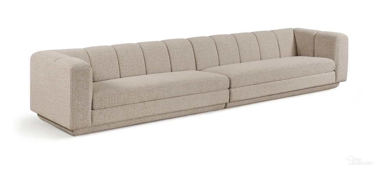 Modari Fabric Upholstered 2-Piece Modular Sofa In Beige