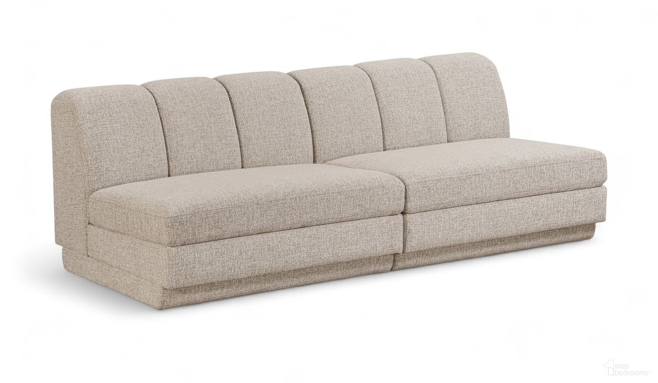 The appearance of Modari Fabric Upholstered 2-Piece Modular Sofa In Beige designed by Meridian in the modern / contemporary interior design. This beige piece of furniture was selected by 1StopBedrooms from Modari Collection to add a touch of cosiness and style into your home. Sku: 143Beige-Armless;143Beige-Armless. Material: Eucalyptus.