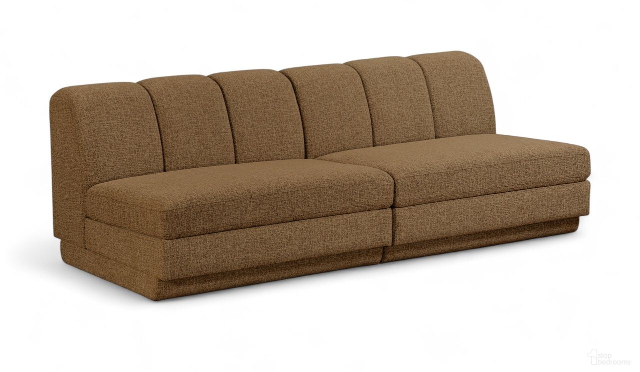 The appearance of Modari Fabric Upholstered 2-Piece Modular Sofa In Brown designed by Meridian in the modern / contemporary interior design. This brown piece of furniture  was selected by 1StopBedrooms from Modari Collection to add a touch of cosiness and style into your home. Sku: 143Brown-Armless;143Brown-Armless. Material: Eucalyptus.