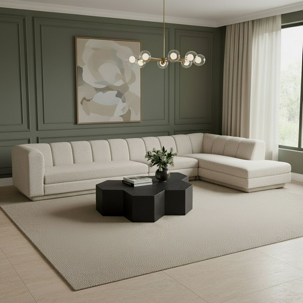 Modari Fabric Upholstered 3-Piece Modular Sectional In Beige
