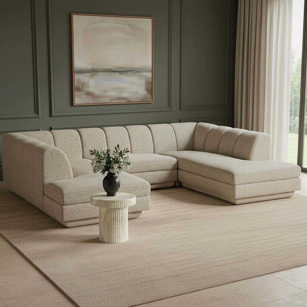 Modari Fabric Upholstered 3-Piece Modular Sectional In Beige