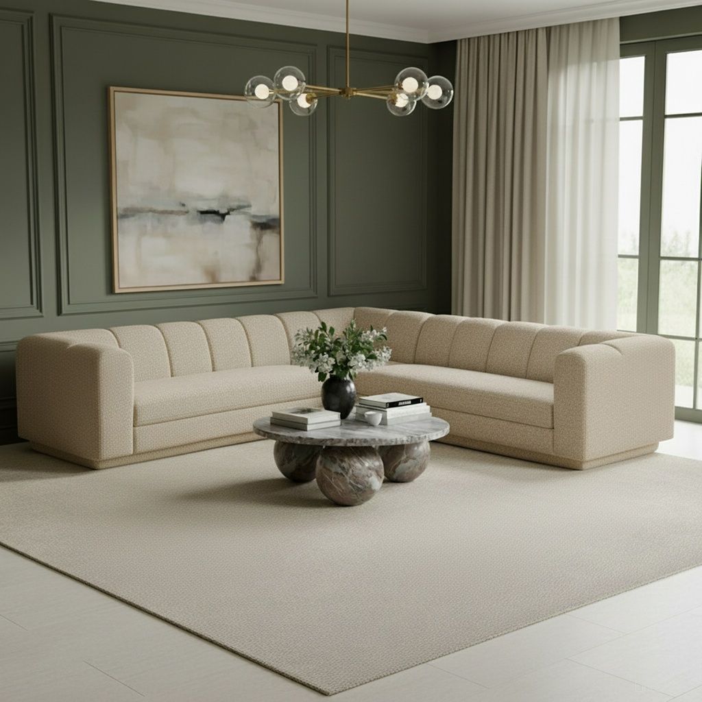 Modari Fabric Upholstered 3-Piece Modular Sectional In Beige