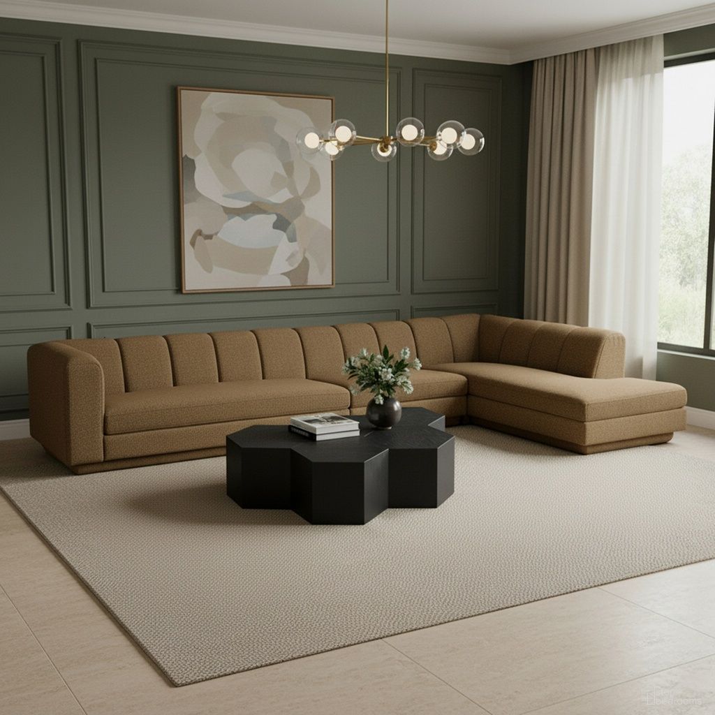 Modari Fabric Upholstered 3-Piece Modular Sectional In Brown