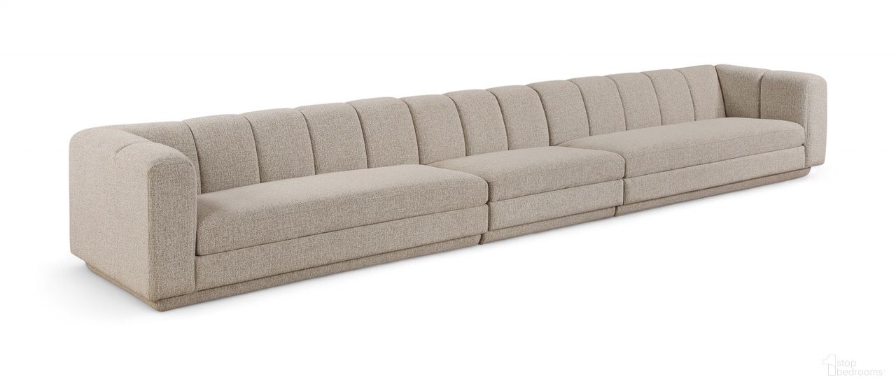 Modari Fabric Upholstered 3-Piece Modular Sofa In Beige