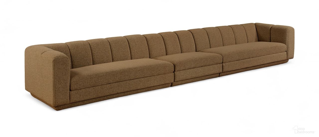 Modari Fabric Upholstered 3-Piece Modular Sofa In Brown