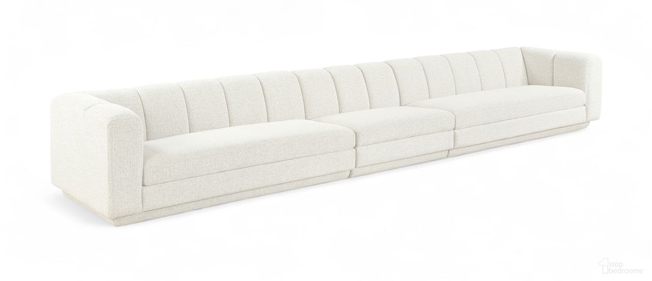 Modari Fabric Upholstered 3-Piece Modular Sofa In Cream
