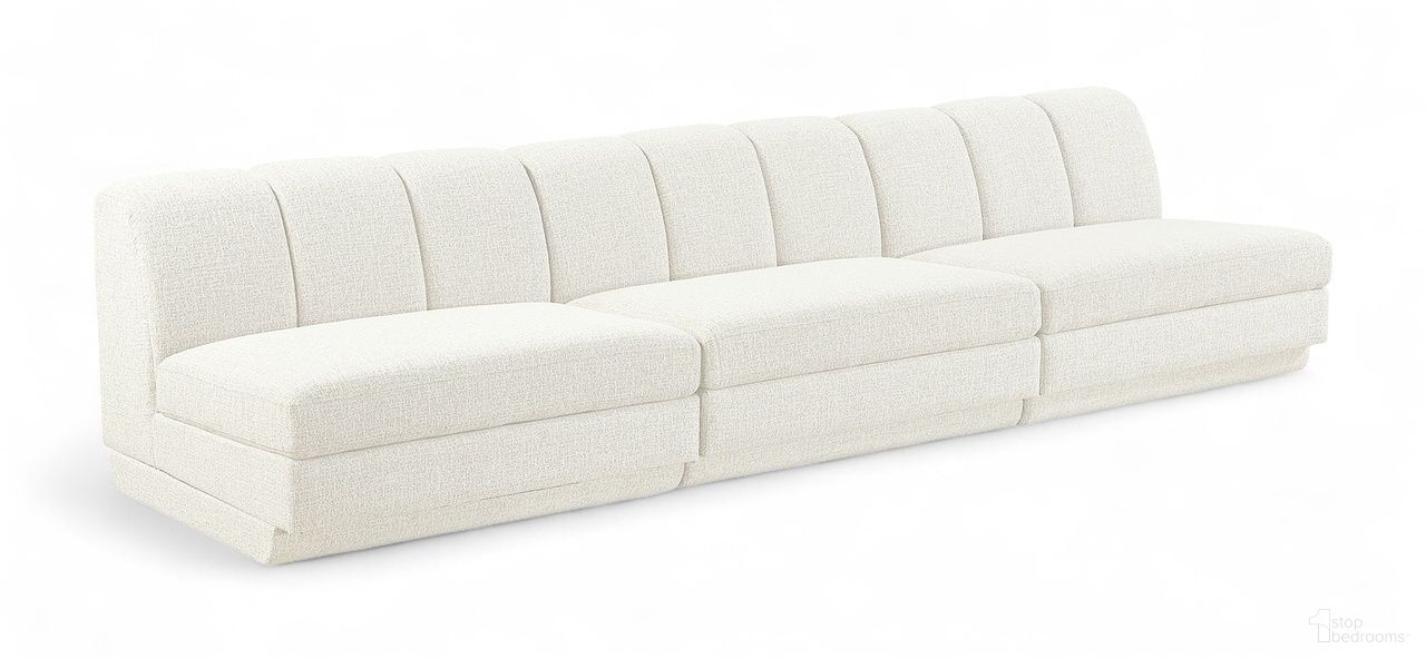 Modari Fabric Upholstered 3-Piece Modular Sofa In Cream