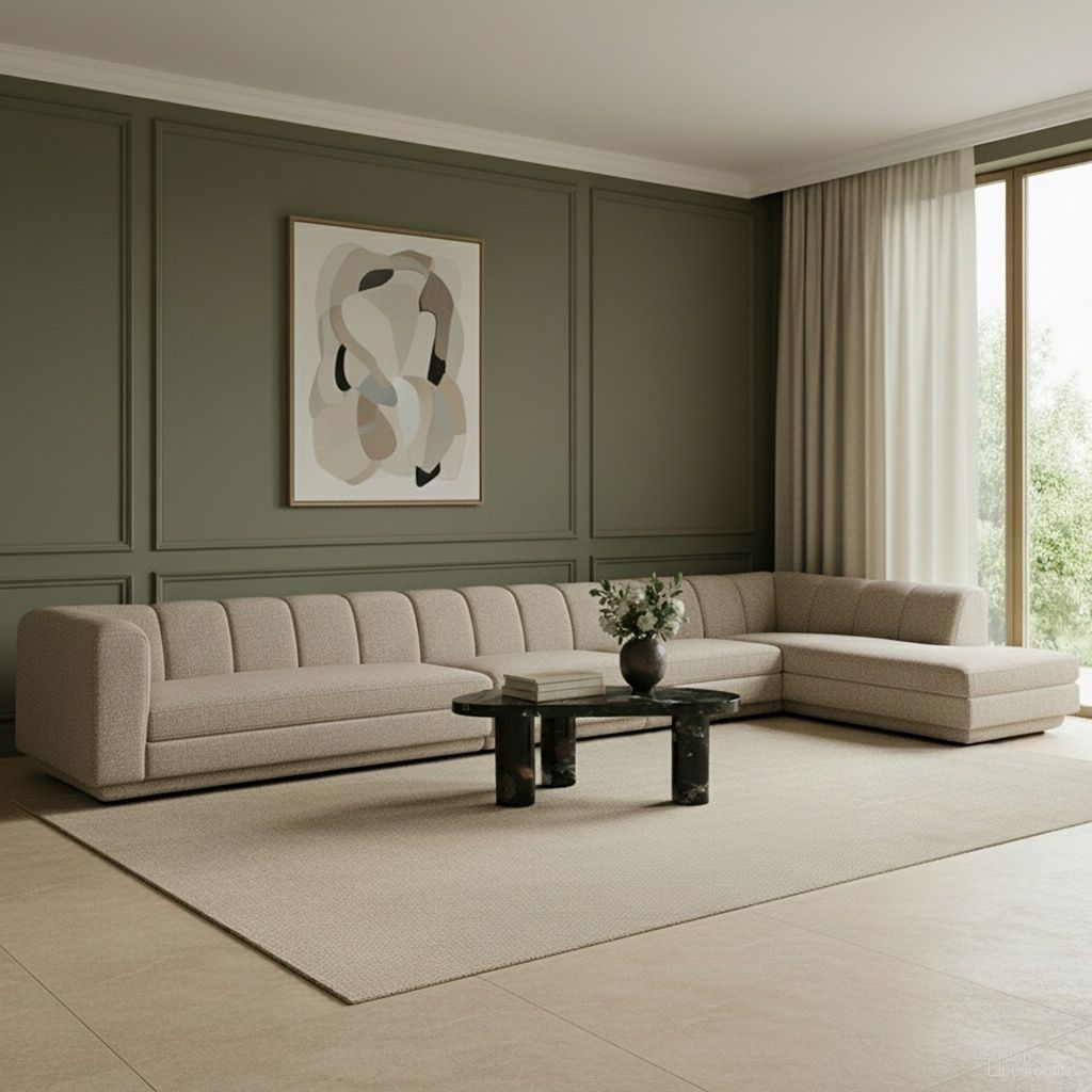 Modari Fabric Upholstered 4-Piece Modular Sectional In Beige