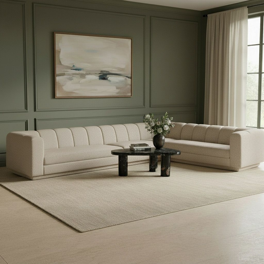 Modari Fabric Upholstered 4-Piece Modular Sectional In Beige