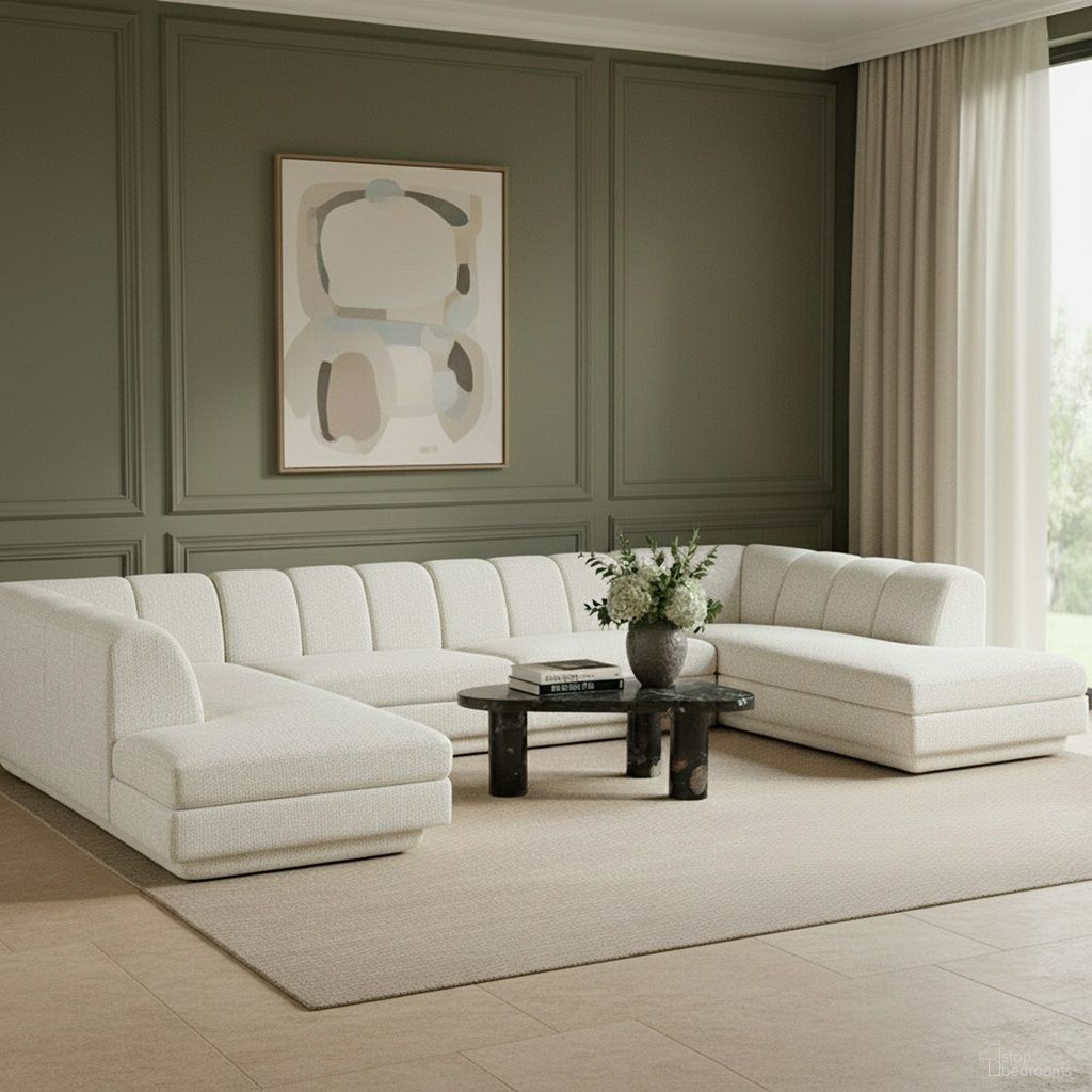 Modari Fabric Upholstered 4-Piece Modular Sectional In Cream