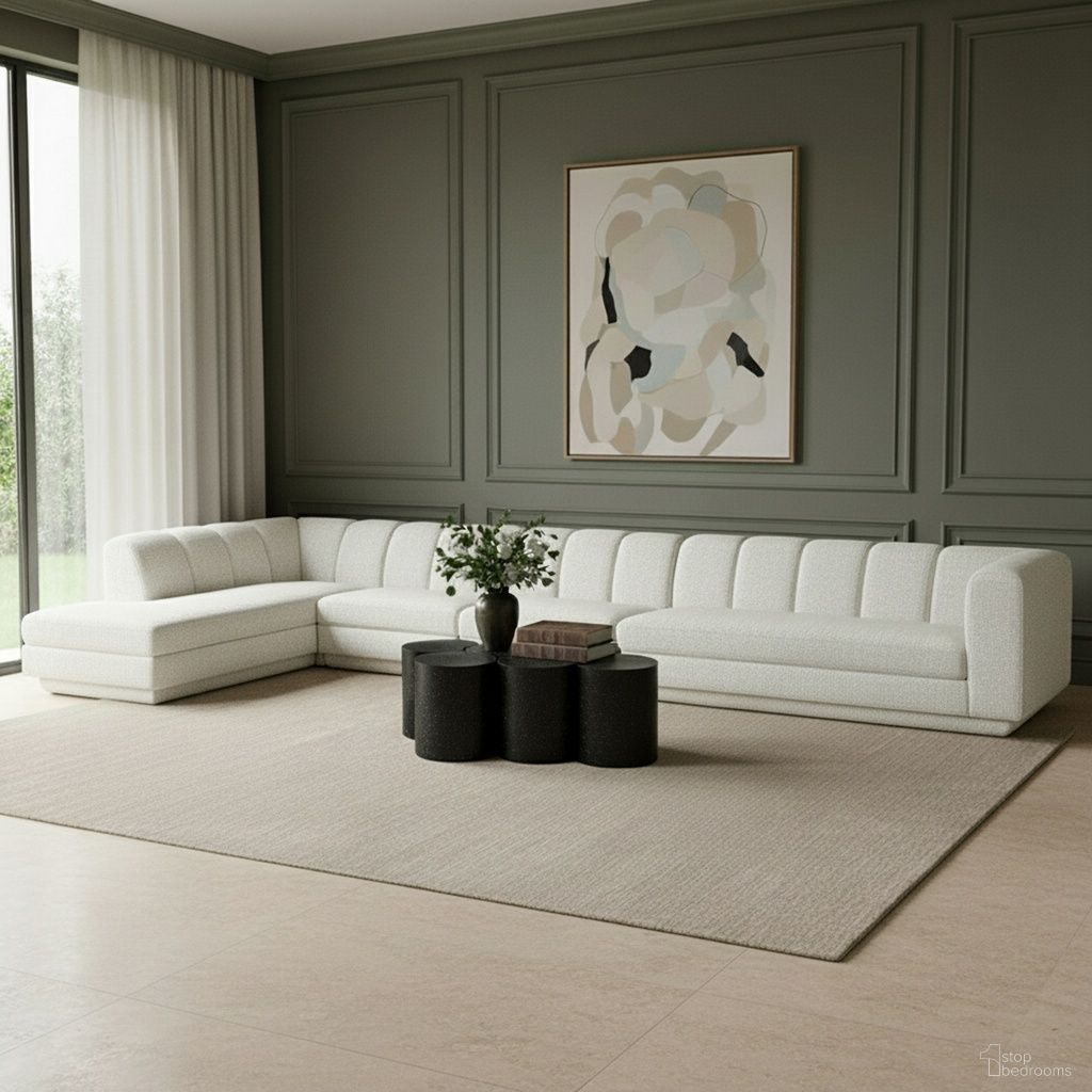Modari Fabric Upholstered 4-Piece Modular Sectional In Cream