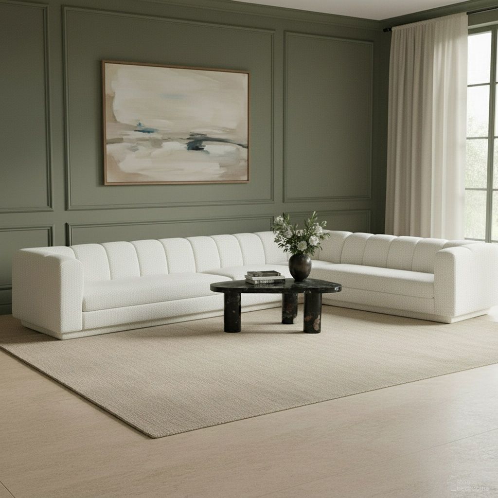 Modari Fabric Upholstered 4-Piece Modular Sectional In Cream