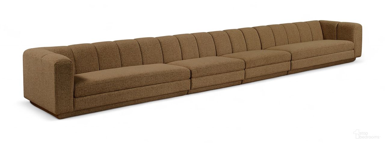 Modari Fabric Upholstered 4-Piece Modular Sofa In Brown