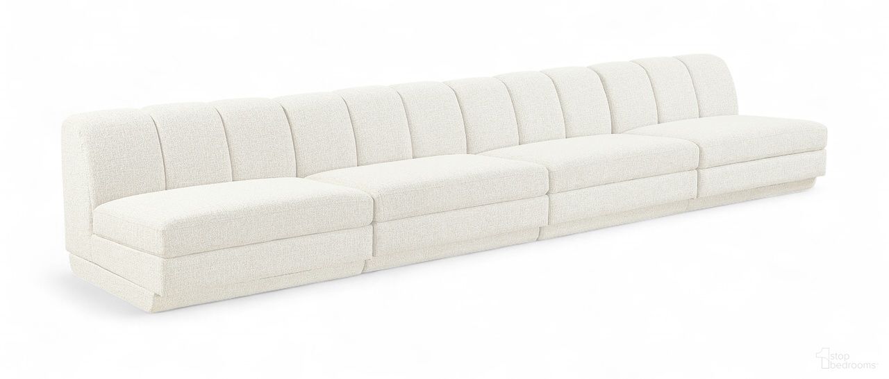 Modari Fabric Upholstered 4-Piece Modular Sofa In Cream