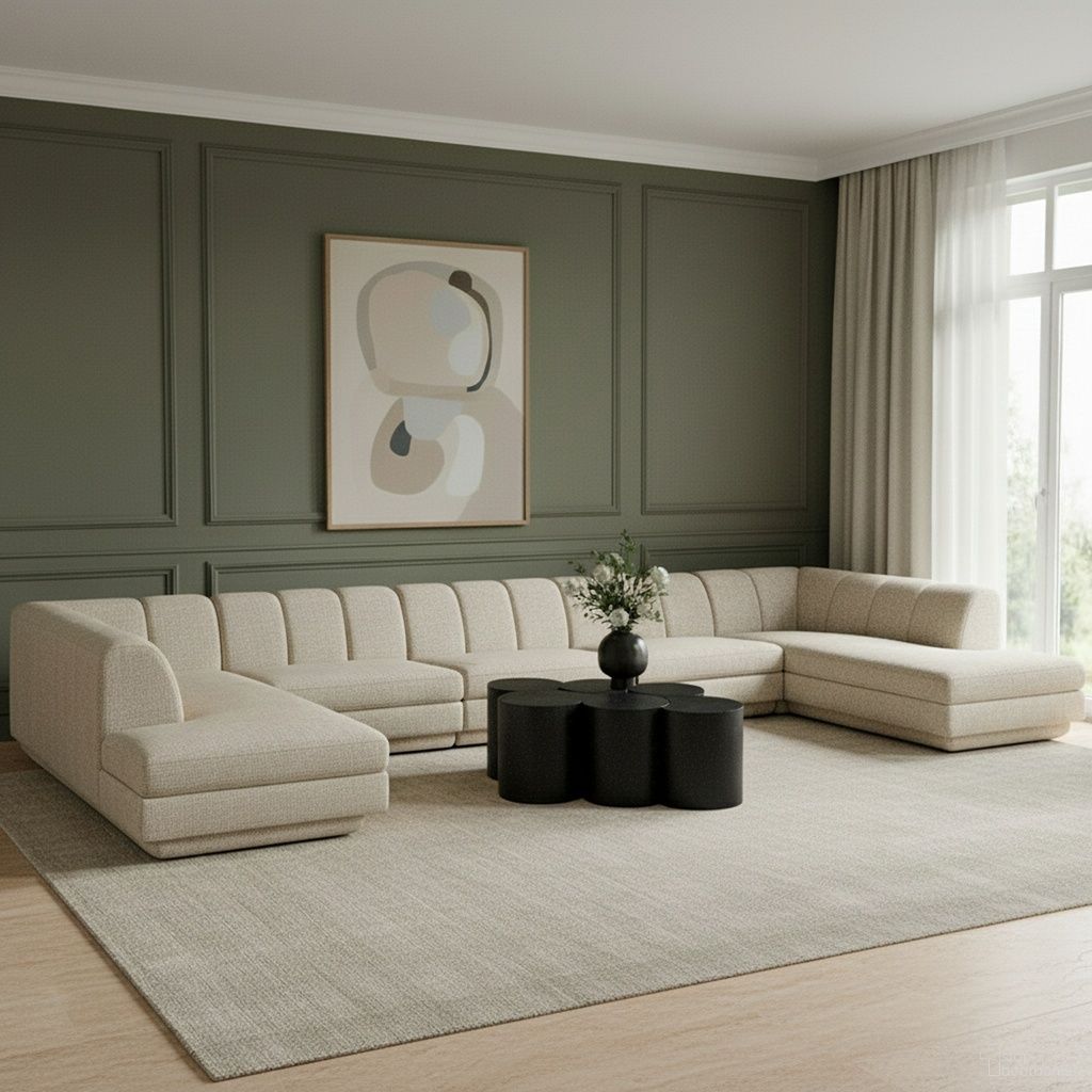 Modari Fabric Upholstered 5-Piece Modular Sectional In Beige