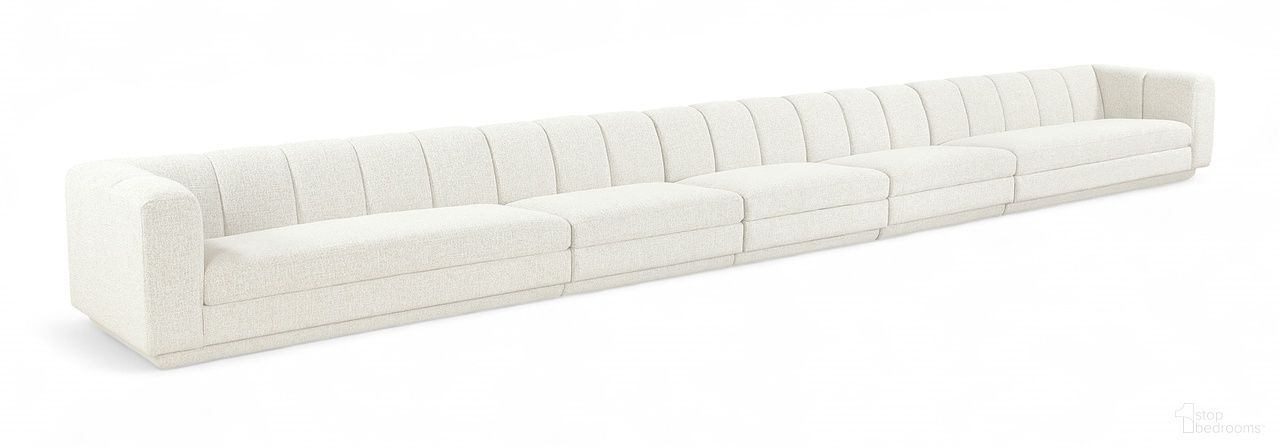 Modari Fabric Upholstered 5-Piece Modular Sofa In Cream