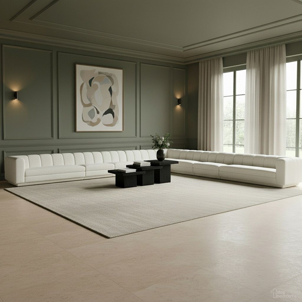 Modari Fabric Upholstered 9-Piece Modular Sectional In Cream