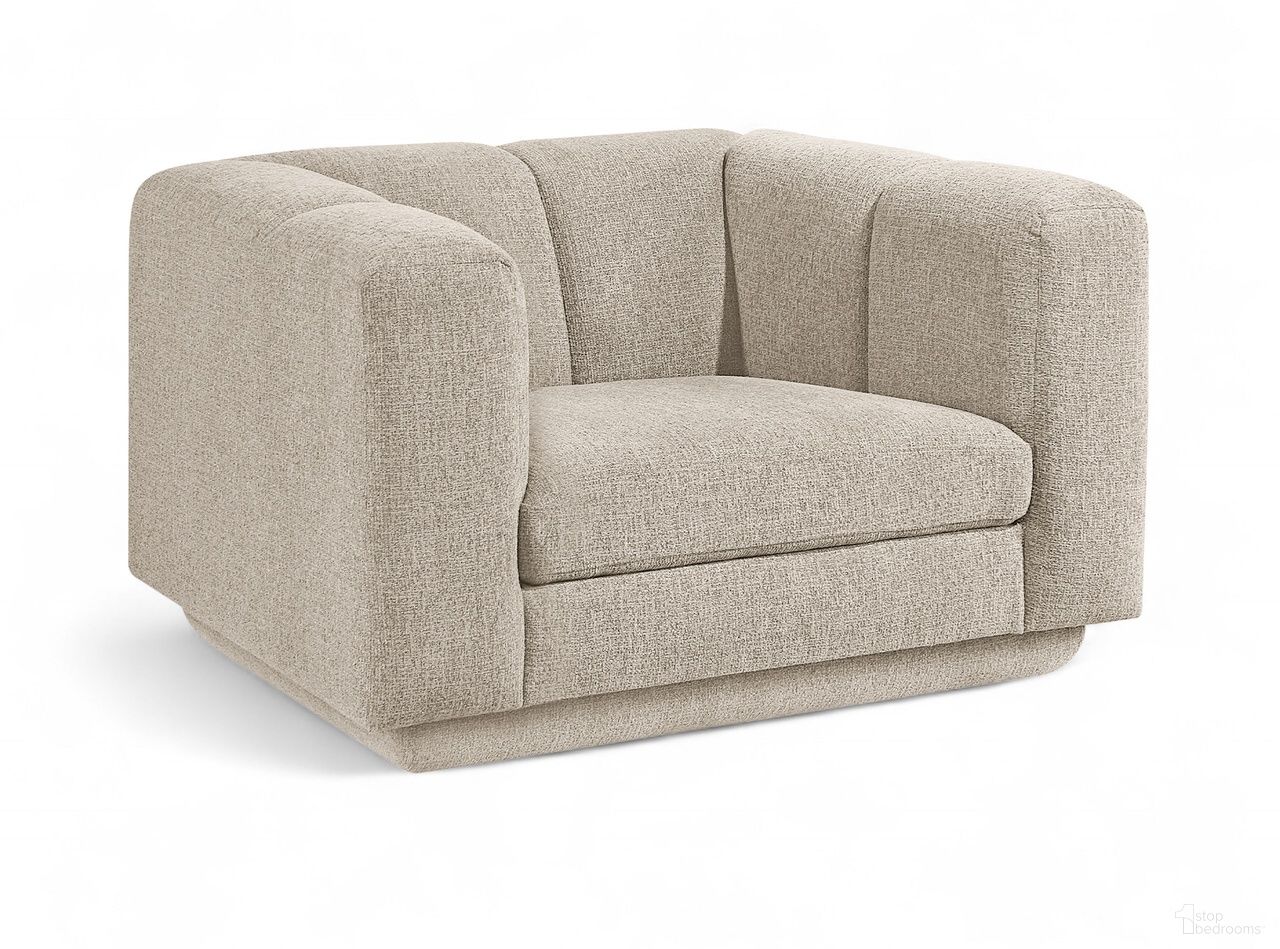The appearance of Modari Fabric Upholstered Chair In Beige designed by Meridian in the modern / contemporary interior design. This beige piece of furniture was selected by 1StopBedrooms from Modari Collection to add a touch of cosiness and style into your home. Sku: 143Beige-C. Material: Eucalyptus.