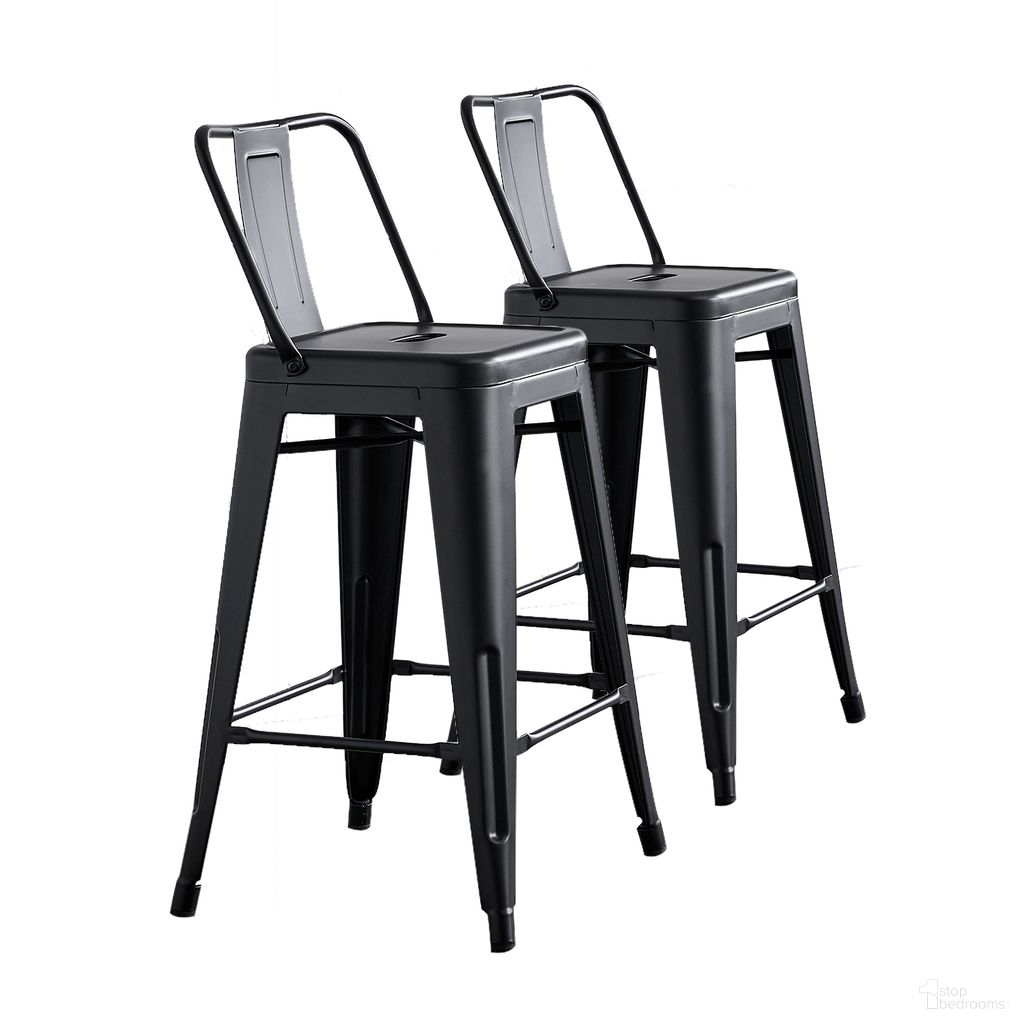 Modern 24 Inch Barstools Set of 2 In Matte Black