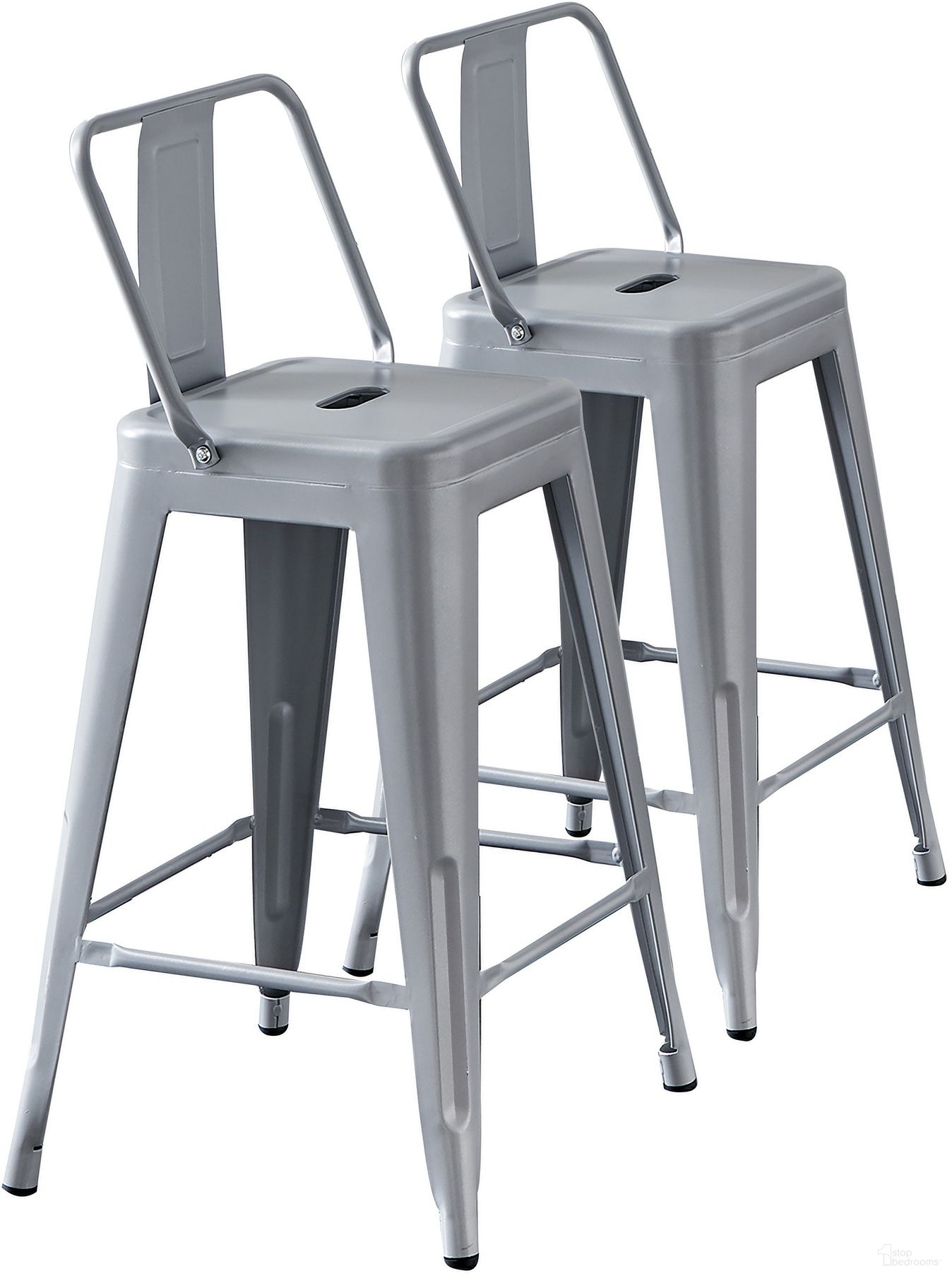 The appearance of Modern 24 Inch Barstools with Bucket Back Set of 2 In Silver designed by AC Pacific in the industrial interior design. This silver piece of furniture was selected by 1StopBedrooms from to add a touch of cosiness and style into your home. Sku: ACBS02-24-SIL. Material: Metal.