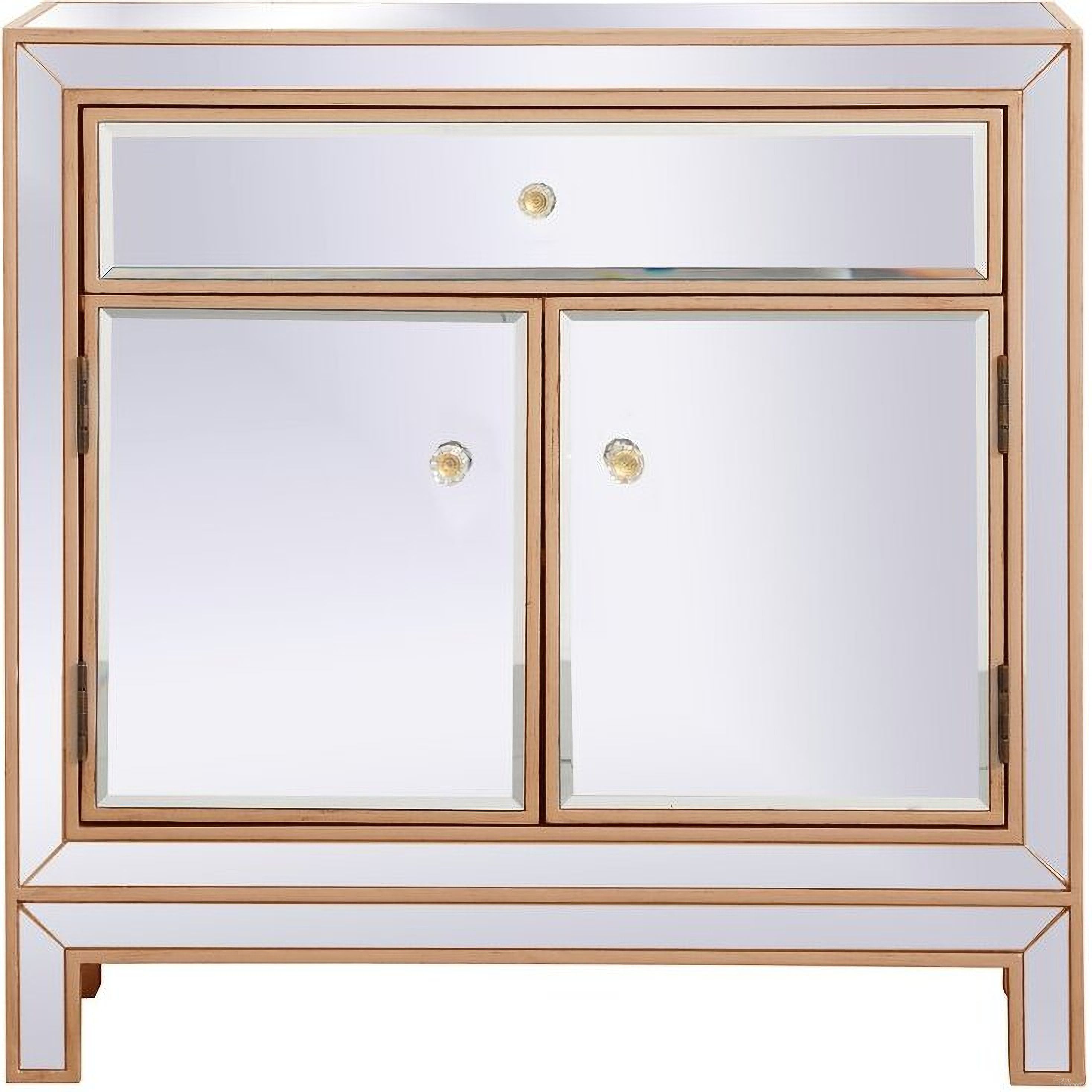 Modern 29 Inch Mirrored Cabinet In Antique Gold