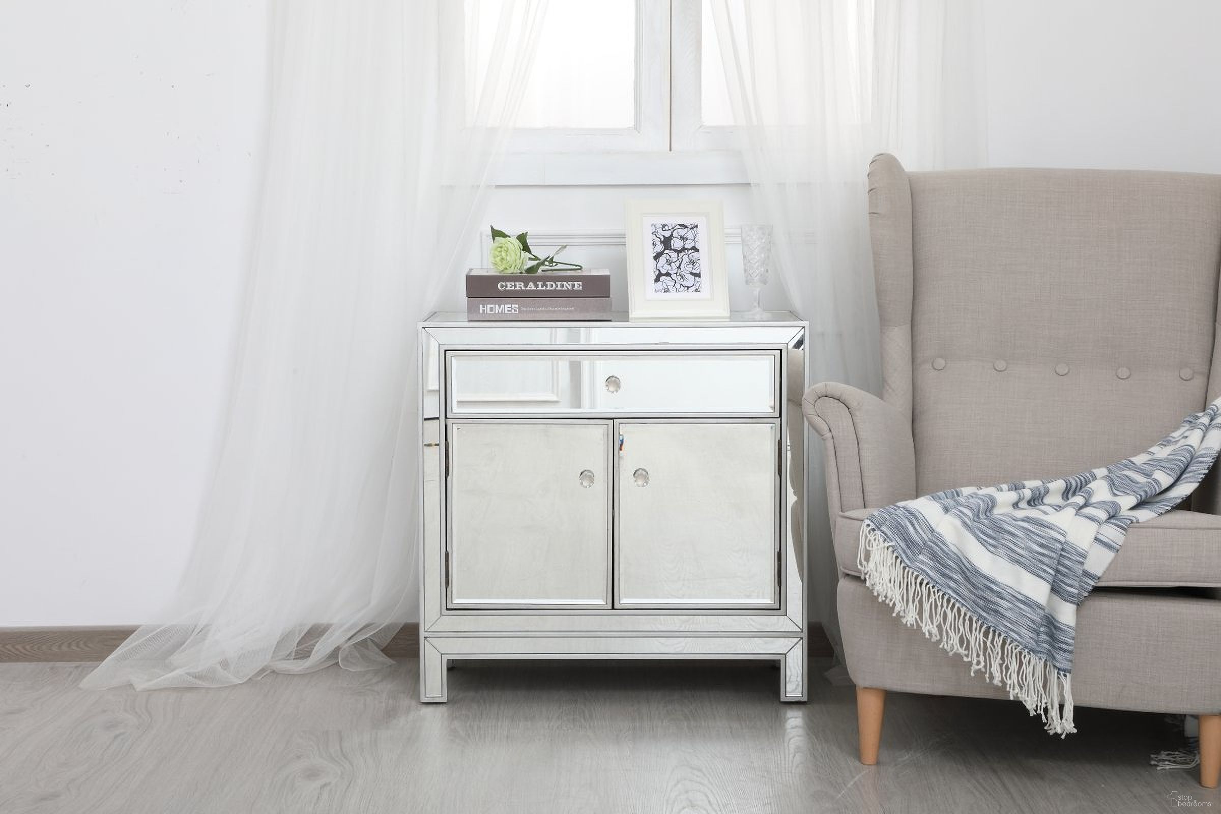 Elegant Lighting Mirrored Cabinet - Thumbnail 2