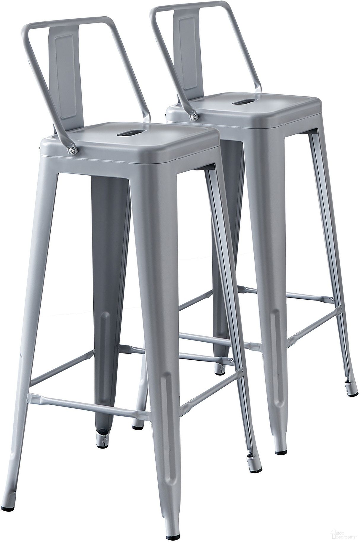 The appearance of Modern 30 Inch Barstools with Bucket Back Set of 2 In Silver designed by AC Pacific in the industrial interior design. This silver piece of furniture was selected by 1StopBedrooms from to add a touch of cosiness and style into your home. Sku: ACBS02-30-SIL. Material: Metal.