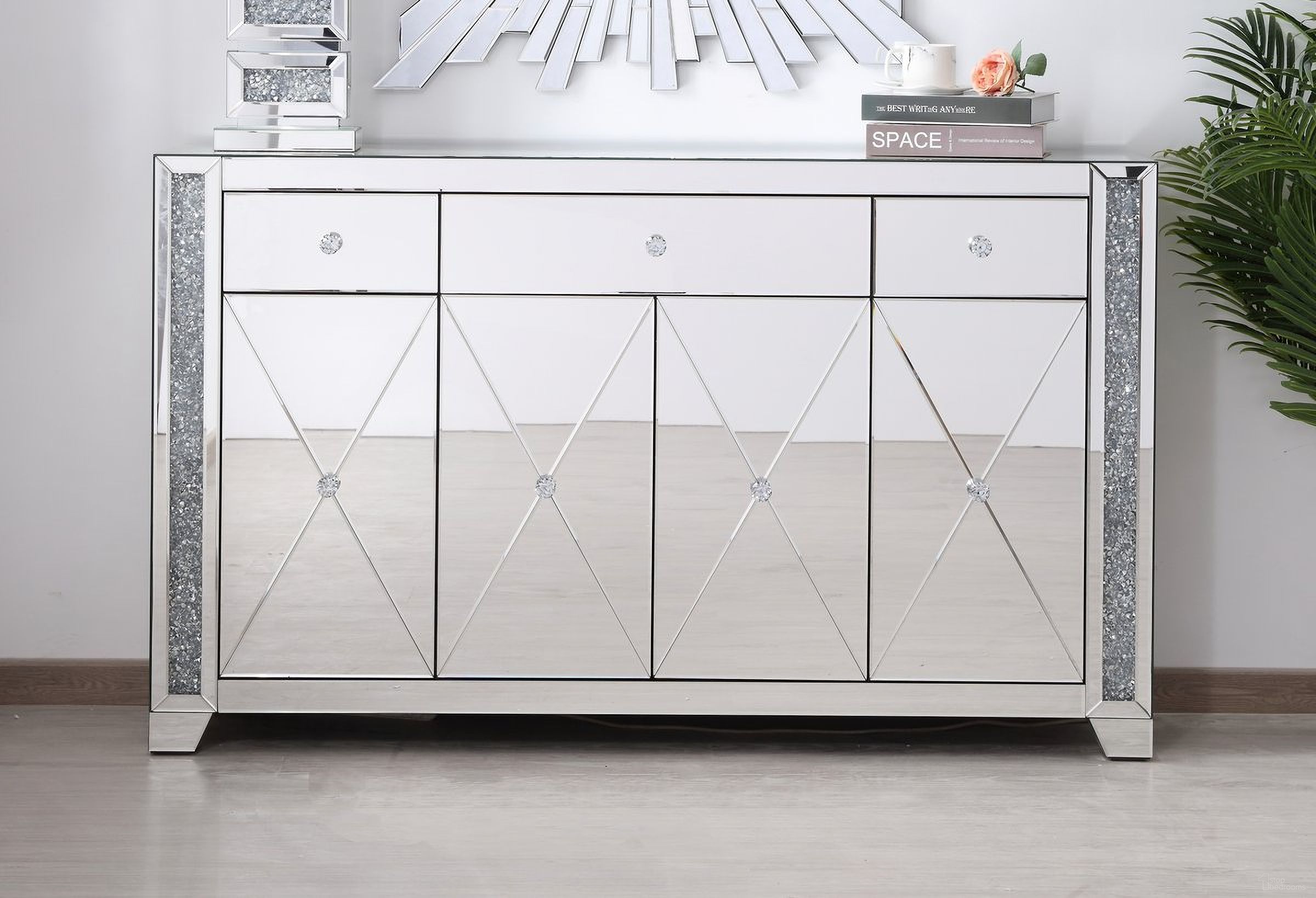 Elegant Lighting Crystal Mirrored Credenza
