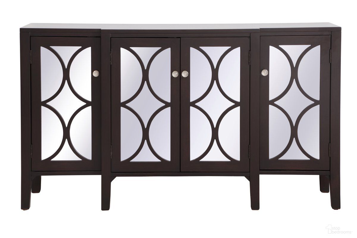 The appearance of Modern 60 Inch Mirrored Credenza In Dark Walnut designed by Elegant Lighting in the transitional interior design. This dark walnut piece of furniture was selected by 1StopBedrooms from Modern Collection to add a touch of cosiness and style into your home. Sku: MF82001DT. Material: Rubberwood.