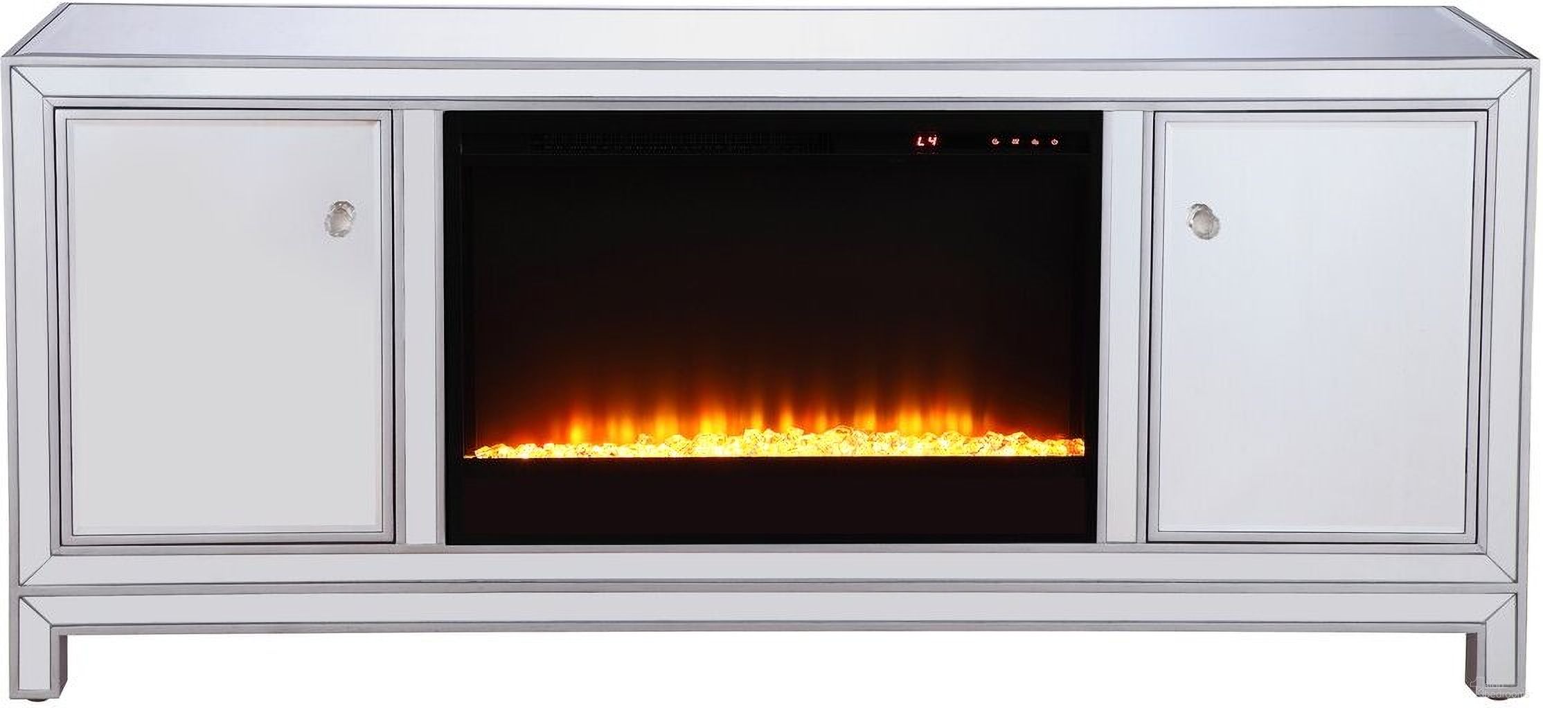 The appearance of Modern 60 Inch Mirrored Tv Stand With Crystal Fireplace Insert In Antique Silver designed by Elegant Lighting in the transitional interior design. This silver piece of furniture was selected by 1StopBedrooms from Modern Collection to add a touch of cosiness and style into your home. Sku: MF701S-F2. Material: Wood.