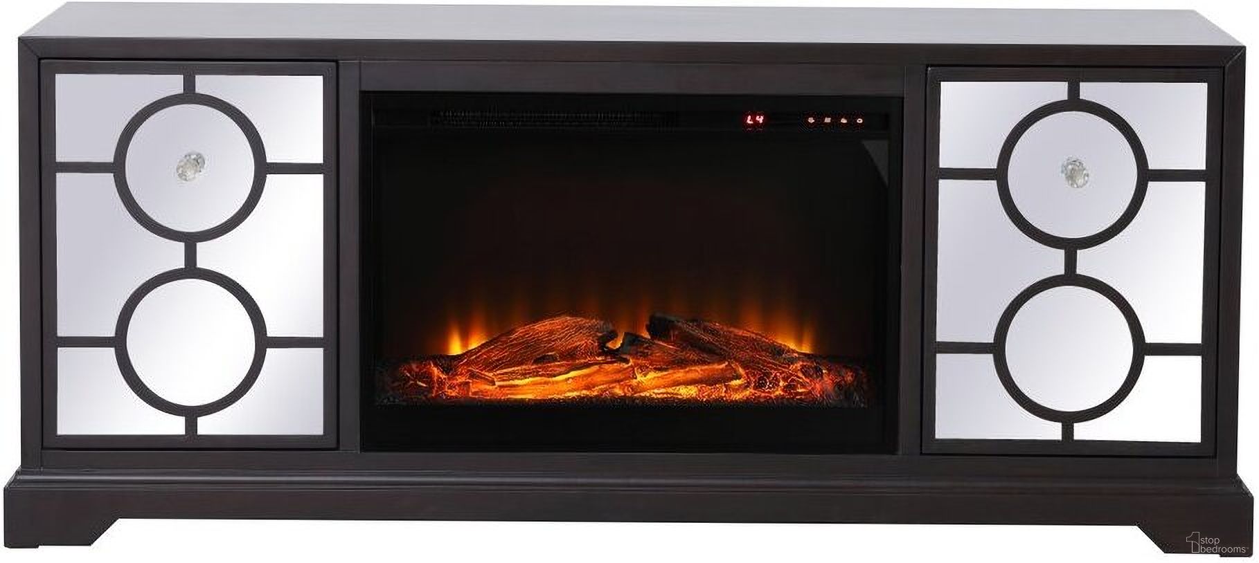 The appearance of Modern 60 Inch Mirrored Tv Stand With Wood Fireplace Insert In Dark Walnut designed by Elegant Lighting in the transitional interior design. This dark walnut piece of furniture was selected by 1StopBedrooms from Modern Collection to add a touch of cosiness and style into your home. Sku: MF802DT-F1. Material: Wood.