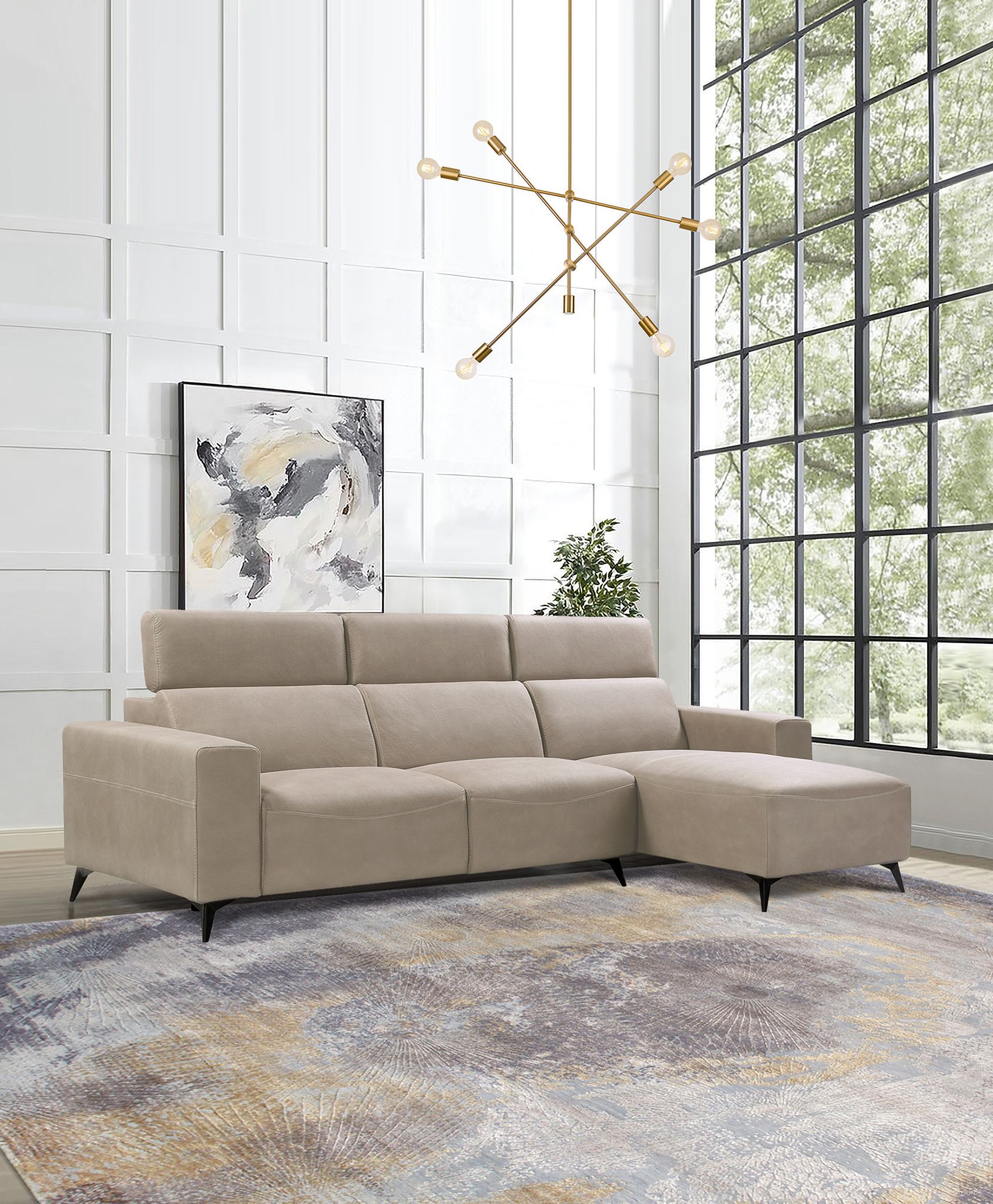 The appearance of Modern Bari Sectional Sofa with Push Back Functional, Left Facing Chaise In Beige designed by Pasargad Home in the modern / contemporary interior design. This beige piece of furniture was selected by 1StopBedrooms from Contempo Collection to add a touch of cosiness and style into your home. Sku: CF-46L2T15L. Material: Suede.