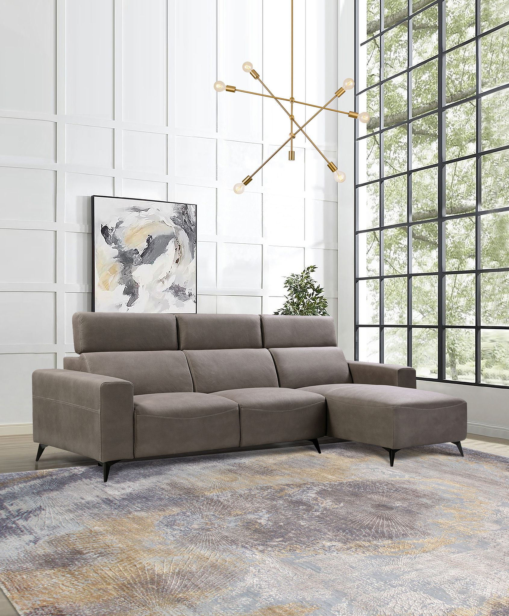 The appearance of Modern Bari Sectional Sofa with Push Back Functional, Left Facing Chaise In Grey designed by Pasargad Home in the modern / contemporary interior design. This grey piece of furniture was selected by 1StopBedrooms from Contempo Collection to add a touch of cosiness and style into your home. Sku: CF-46L2T14L. Material: Suede.