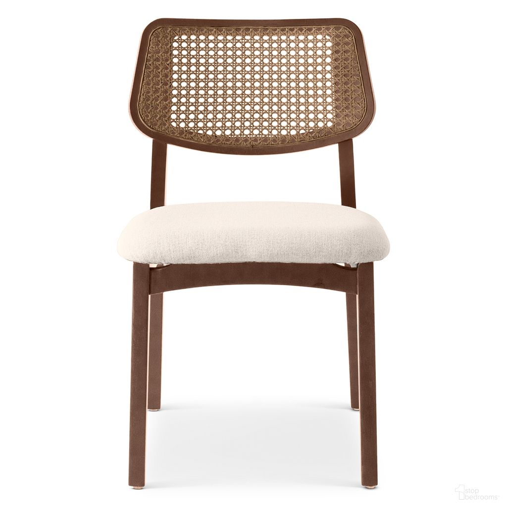 The appearance of Modern Brazilian Beth Cane Side Chair In Medley Ivory and Nogal designed by Urbia in the modern / contemporary interior design. This medley ivory/nogal piece of furniture  was selected by 1StopBedrooms from Modern Brazilian Collection to add a touch of cosiness and style into your home. Sku: BSM-240411-06. Material: Fabric. Chair Type: Side Chair.