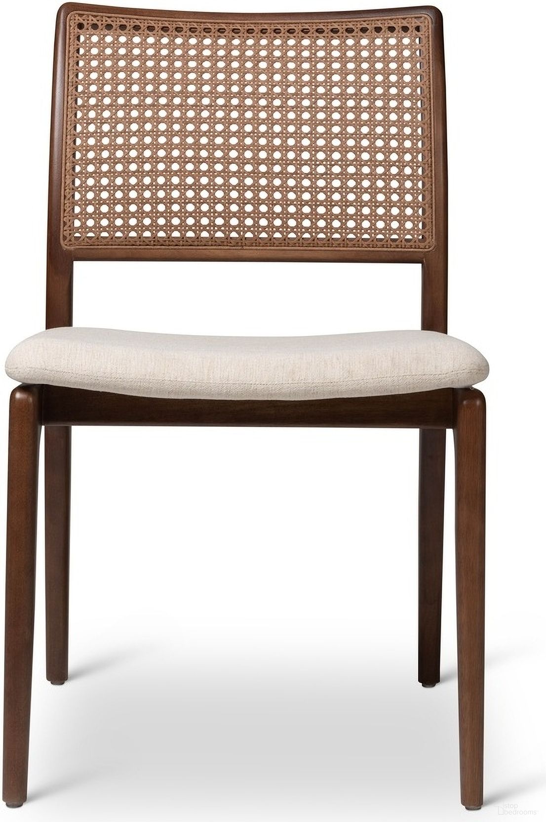 The appearance of Modern Brazilian Charlotte Cane Side Chair In Medley Ivory Seat, Nogal Frame and Nogal Cane Webbing designed by Urbia in the modern / contemporary interior design. This nogal piece of furniture was selected by 1StopBedrooms from Modern Brazilian Collection to add a touch of cosiness and style into your home. Sku: BSM-208068-06. Material: Fabric. Chair Type: Side Chair.