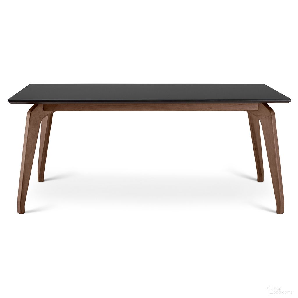 The appearance of Modern Brazilian Giane Dining Table In Black and Nogal designed by Urbia in the modern / contemporary interior design. This black/nogal piece of furniture  was selected by 1StopBedrooms from Modern Brazilian Collection to add a touch of cosiness and style into your home. Sku: BSM-240470-02. Table Base Style: Legs. Material: Glass. Table Top Shape: Rectangular. Size: 39" x 70".