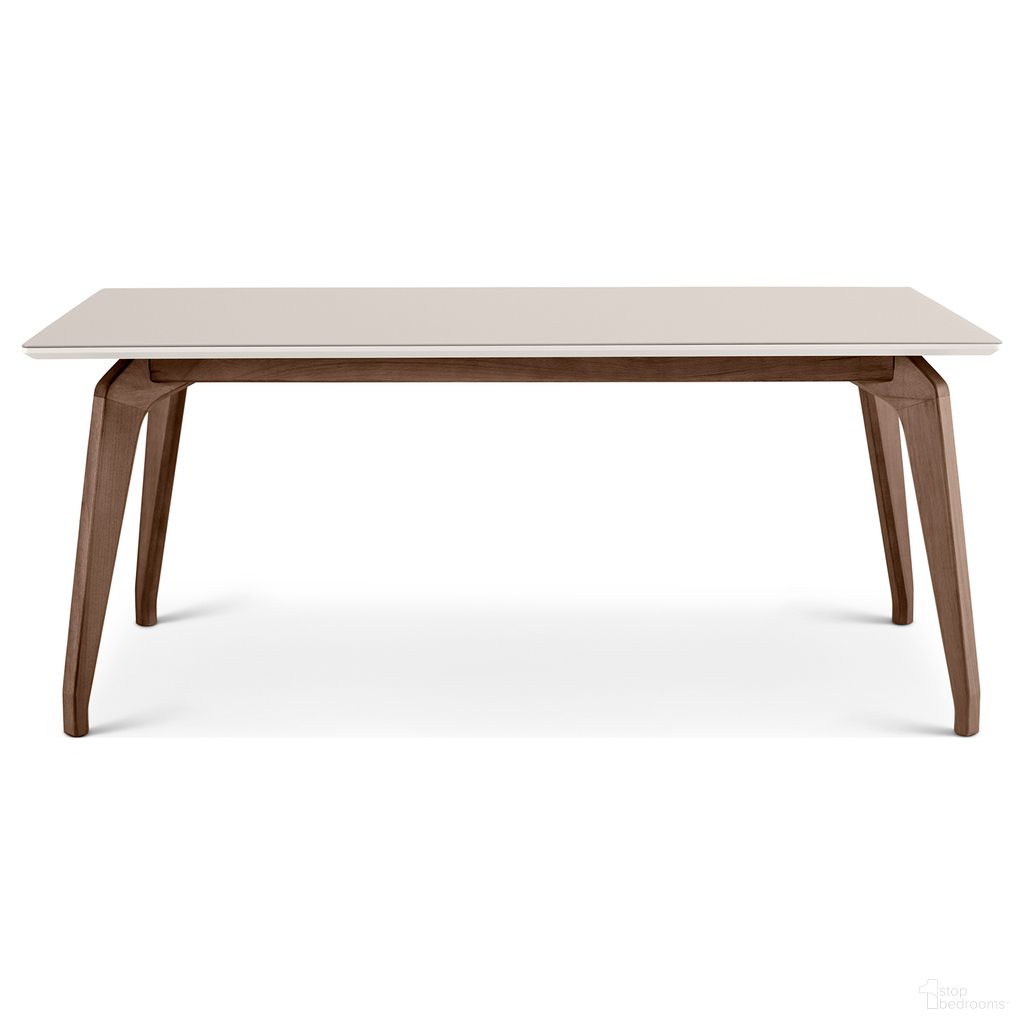 The appearance of Modern Brazilian Giane Dining Table In Off White and Nogal designed by Urbia in the modern / contemporary interior design. This off white/nogal piece of furniture  was selected by 1StopBedrooms from Modern Brazilian Collection to add a touch of cosiness and style into your home. Sku: BSM-240470-04. Table Base Style: Legs. Material: Glass. Table Top Shape: Rectangular. Size: 39" x 70".