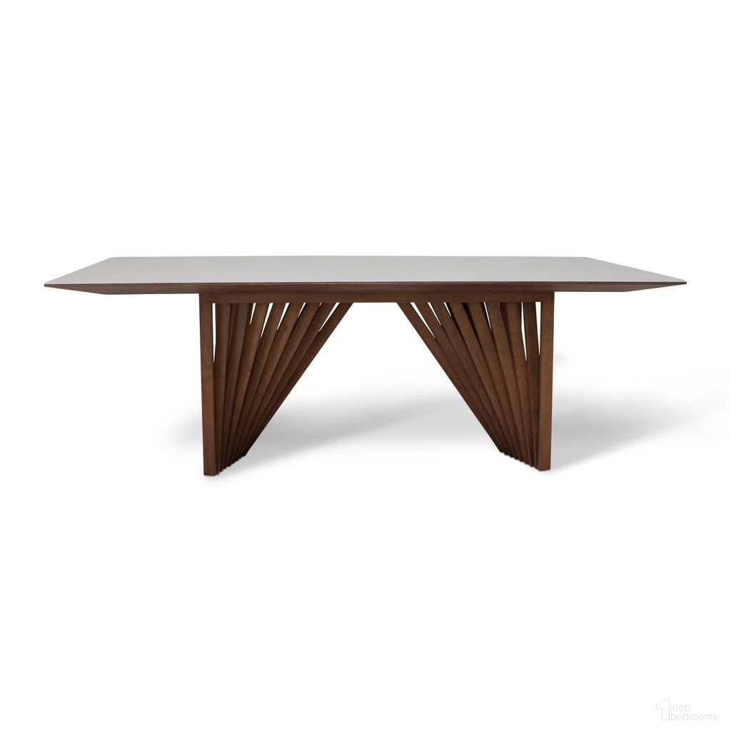The appearance of Modern Brazilian Laguna Glass Top Dining Table In Off White and Nogal designed by Urbia in the modern / contemporary interior design. This off white/nogal piece of furniture  was selected by 1StopBedrooms from Modern Brazilian Collection to add a touch of cosiness and style into your home. Sku: BSM-218275-06. Table Base Style: Double Pedestal. Material: Glass. Table Top Shape: Rectangular. Size: 44" x 87".